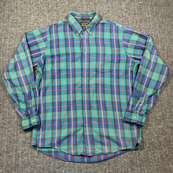 Vintage Eddie Bauer Bainbridge Flannel Shirt Mens XL Tall USA Made Hiking Camp‎ - Picture 1 of 9